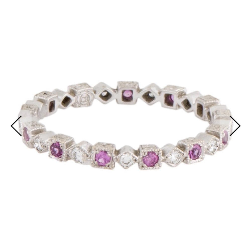 Carl Blackburn Pink Sapphire & Diamond Stackable Eternity Band. Size 6.